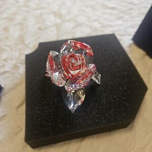 Swarovski Red and Clear Crystal Rose